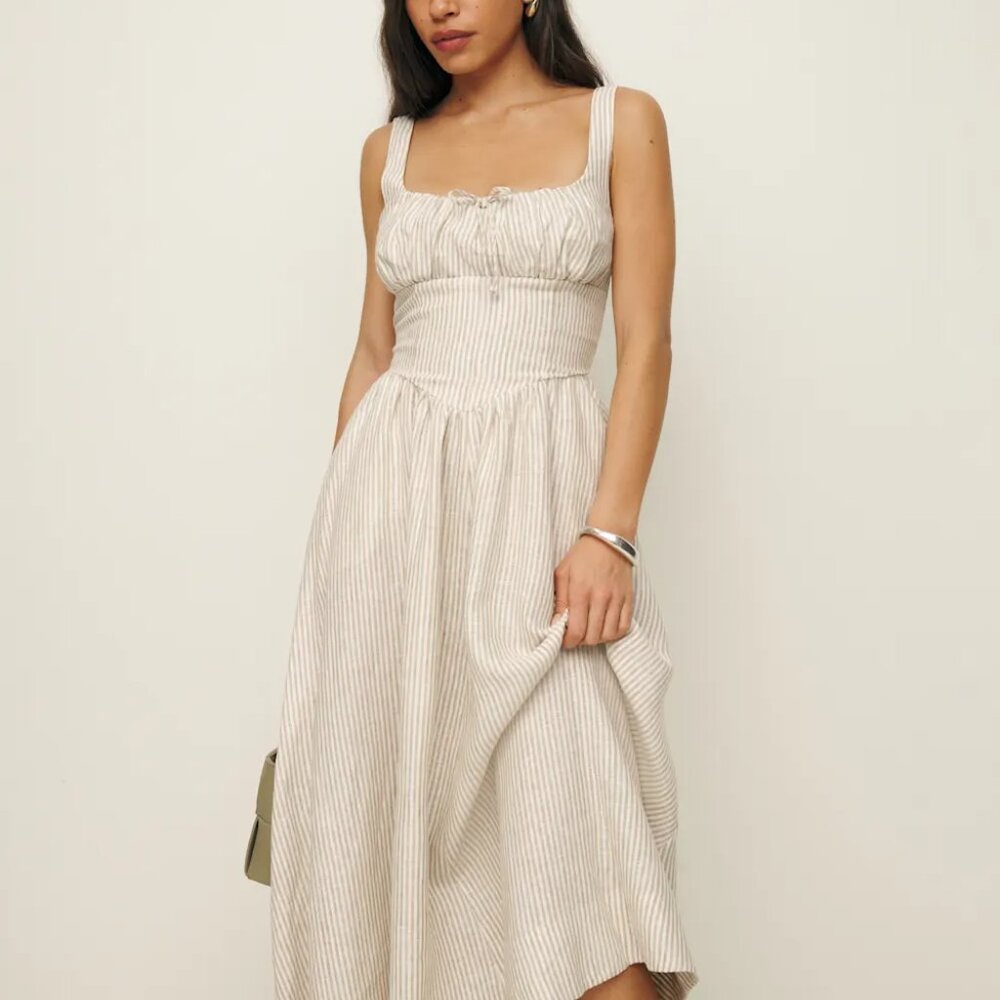Reformation Balia Linen Dress Natural - Size 8
